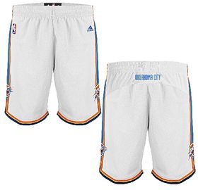 Oklahoma City Thunder White Embroidered Swingman Shorts By Adidas