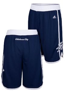 Oklahoma City Thunder Youth 8" Inseam Navy NBA Replica Basketball Shorts By Adidas