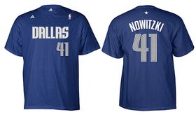 OUT OF STOCK Dirk Nowitzki  Dallas Mavericks Adult Blue NBA Two Sided T Shirt By Adidas