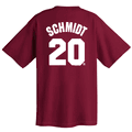 OUT OF STOCK Mike Schmidt Philadelphia Phillies Maroon MLB Throwback 2 Sided Short Sleeve Tee Shirt By Majestic