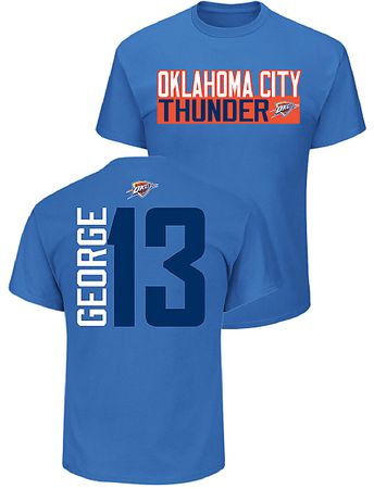 Paul George Oklahoma City Thunder Mens Sport Royal Vertical Short Sleeve T Shirt