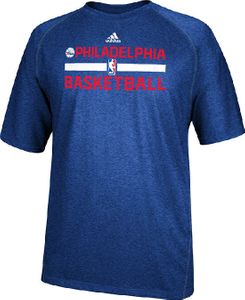 Philadelphia 76ers Heather Blue Climalite Practice Short Sleeve Shirt by Adidas