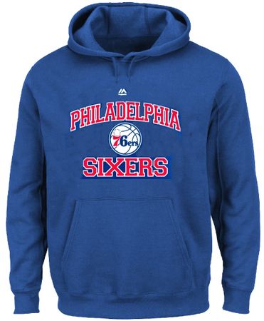 Philadelphia 76ers Mens Royal Majestic Heart & Soul 3  Hoodie Sweatshirt