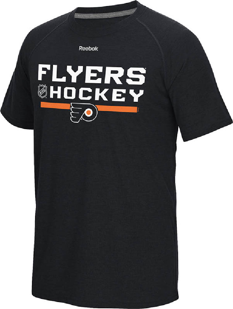 Philadelphia Flyers Solid Black Reebok Rush Climate Performance Short Sleeve Shirt