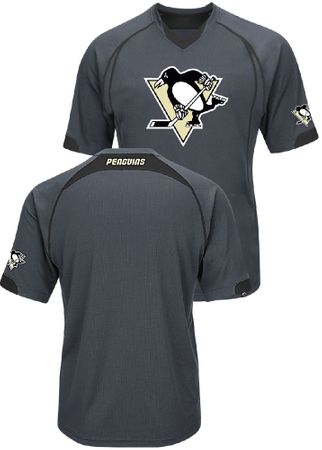 Pittsburgh Penguins 5 Minute Major Synthetic V Neck Tee Shirt by Majestic