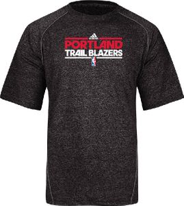 Portland Trailblazers Heather Black Adidas Authentic On-Court Practice Climalite Performance T Shirt