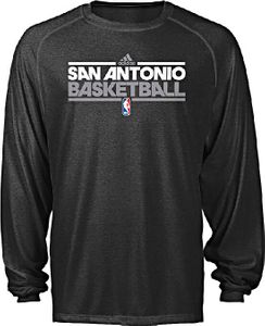 San Antonio Spurs Adidas New Authentic On-Court Practice Climalite Performance Long Sleeve T Shirt