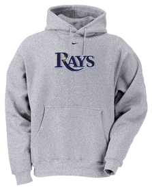 Tampa Bay Rays Grey MLB Embroidered Tackle Twill Hooded Sweatshirt By Nike Team Sports