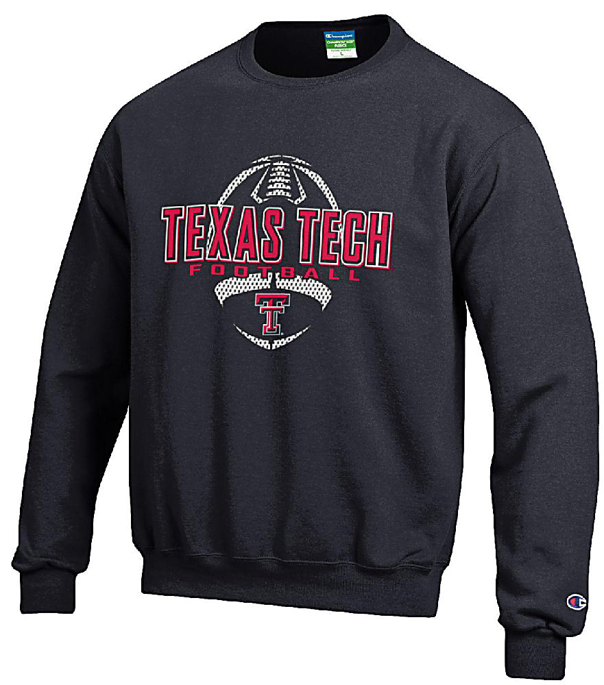 Texas Tech Red Raiders Black Football Powerblend Screened Crew