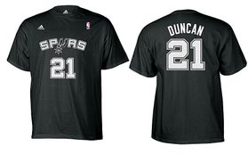 Tim Duncan San Antonio Spurs Adult Black NBA Two Sided T Shirt By Adidas