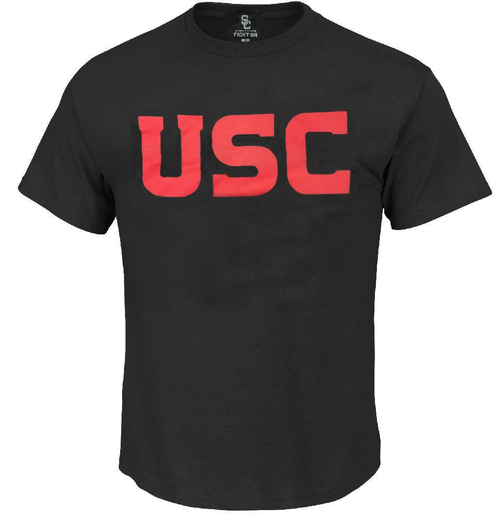 USC Trojans Mens Black Wordmark Short Sleeve T Shirt by 289c Apparel