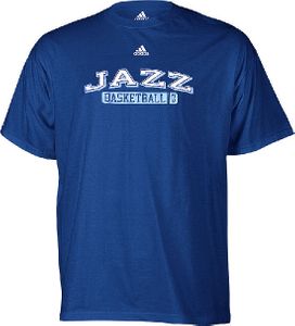 Utah Jazz Blue NBA Double OT Short Sleeve Tee Shirt By Adidas