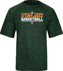 Utah Jazz Heather Green Adidas Authentic On-Court Practice Climalite Performance T Shirt