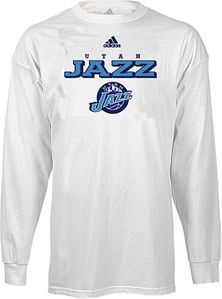Utah Jazz NBA White Long Sleeve Tee Shirt By Adidas