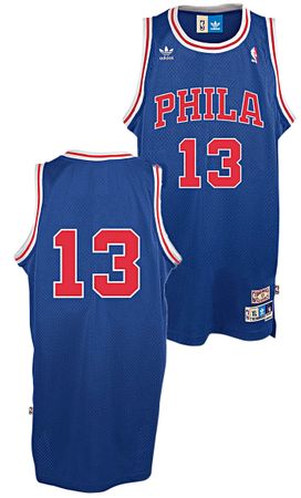 Wilt Chamberlin Philadelphia 76ers NBA Embroidered 1966-1967 Throwback Basketball Jersey By Adidas