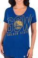 Ladies Golden State Warriors Royal Fanatic Force Short Sleeve Scoop Neck Tee Shirt