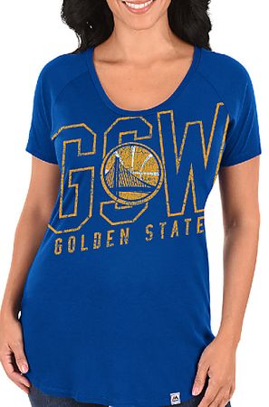 Ladies Golden State Warriors Royal Fanatic Force Short Sleeve Scoop Neck Tee Shirt