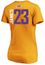 Ladies Lebron James Los Angeles Lakers Gold Vertical V Neck T Shirt on Sale