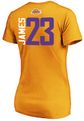 Ladies Lebron James Los Angeles Lakers Gold Vertical V Neck T Shirt on Sale