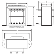 (Click to Enlarge) ALTRONIX [T2428100] - >> OPEN FRAME TRANSFORMER 115VACINPUT - 24 28 (ITEM ALSO KNOWN AS : ALT-T2428100) [T2428100]