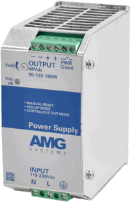 (Click to Enlarge) AMG SYSTEMS [AMGPSU-I48-P145] - >> POWER SUPPLY 48 VDC 145W (3A) INDUSTRIAL POWER SUPPLY DIN-RAIL MOUNTING -25 C TO  + 70 C FAULT RELAY OUTPUT (ADJUSTABLE 41-55 VDC) NDAA & TAA COMPLIANT MADE IN ITALY. (ITEM ALSO KNOWN AS : AMG-AMGPSUI48P145) [AMGPSU-I48-