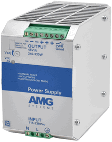 (Click to Enlarge) AMG SYSTEMS [AMGPSU-I48-P290] - >> POWER SUPPLY 48 VDC 290W (6A) INDUSTRIAL POWER SUPPLY DIN-RAIL MOUNTING -25 C TO  + 70 C FAULT RELAY OUTPUT (ADJUSTABLE 41-55 VDC) NDAA & TAA COMPLIANT MADE IN ITALY. (ITEM ALSO KNOWN AS : AMG-AMGPSUI48P290) [AMGPSU-I48-