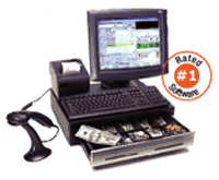 (Click to Enlarge) Complete Liquor Store POS Point Of Sale Computer Touch System. Includes: Computer, Flat Touch Screen, Receipt Printer, Cash Drawer, Scanner, Liquor Store POS Software