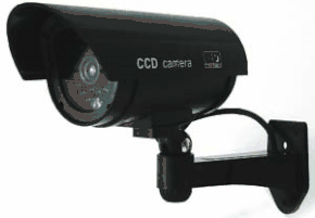 (Click to Enlarge) Dummy Black Silver Bullet Camera with Blinking Red LED