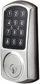 (Click to Enlarge) PRODATAKEY [RLDBPKS] - >> RED WIRELESS LOCK -SATIN CHROME DEADBOLT MULTI-TECHNOLOGY HIGH-SECURITY (13.56MHZ MHZ) PROX (125 KHZ) MOBILE (BLE) DEADBOLT WIRELESS LOCK WITH KEYPAD. SATIN CHROME FINISH. (ITEM ALSO KNOWN AS : PDK-RLDBPKS) [RLDBPKS]