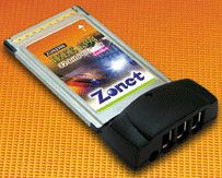 (Click to Enlarge) Zonet IEEE 1394 CardBus Card 3-Port Firewire host (ZUN2300)