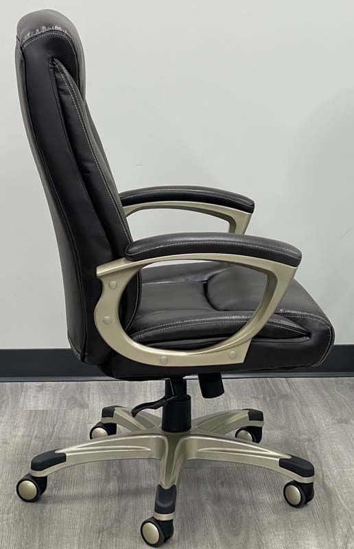 300Lbs. Capacity High Back Chair with Brown Leather & Champagne Frame