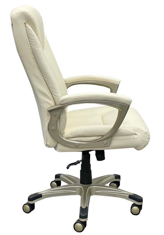 300Lbs. Capacity High Back Receptionist's Chair with Cream Leather