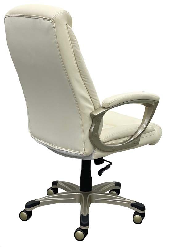 300Lbs. Capacity High Back Receptionist's Chair with Cream Leather & Champagne Frame