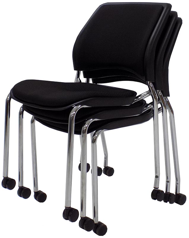 300Pound Capacity Padded Stacking Chair on Casters