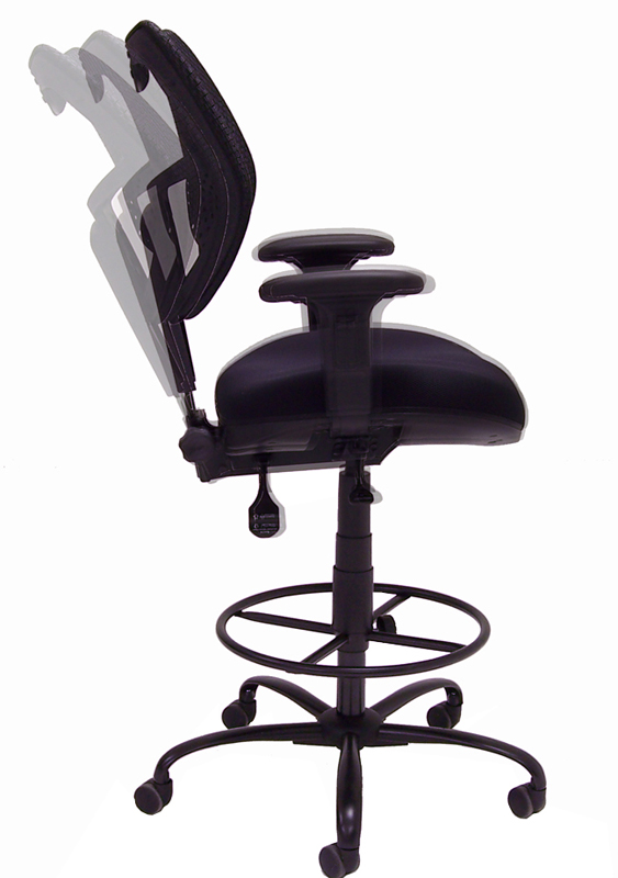 400PoundCapacity MeshBack Black Drafting Stool