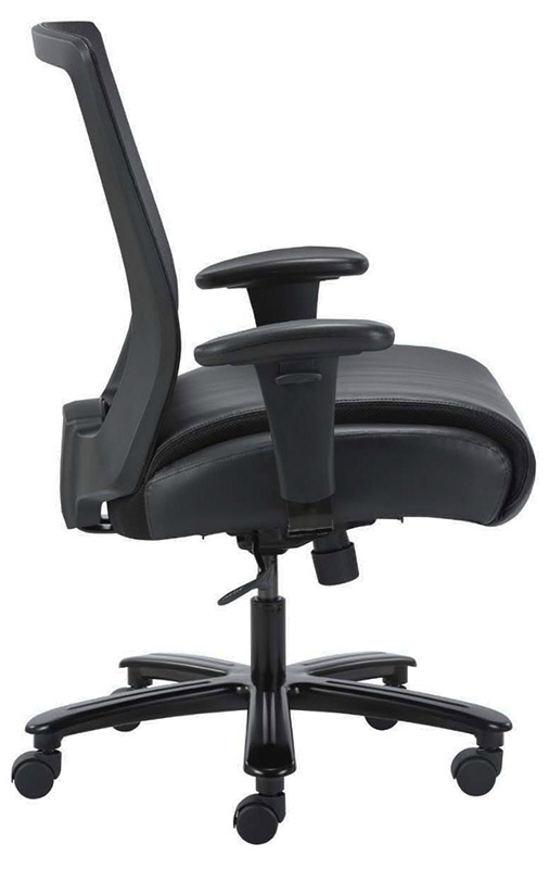 400 Lbs. Capacity Leather & Mesh Heavy Duty Desk Chair w/Adjustable Arms