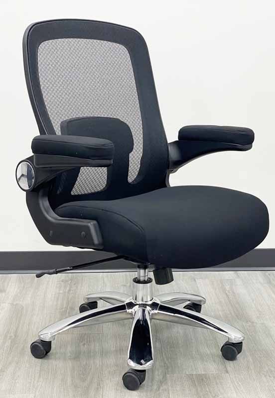 500 Lbs. Capacity Big & Tall Black Mesh Back Office Chair w/Flip Up Arms
