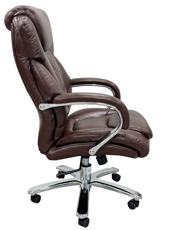 500 lbs. Capacity Genuine Cowhide Leather Desk Chair in Brown