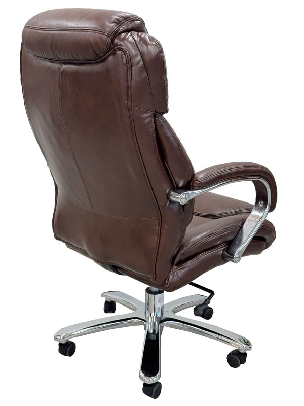 500 lbs. Capacity Genuine Cowhide Leather Desk Chair in Brown