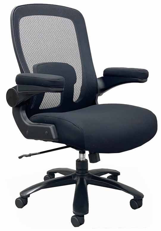 500 Lbs. Capacity Big & Tall Black Mesh Back Office Chair w/Flip Up Arms
