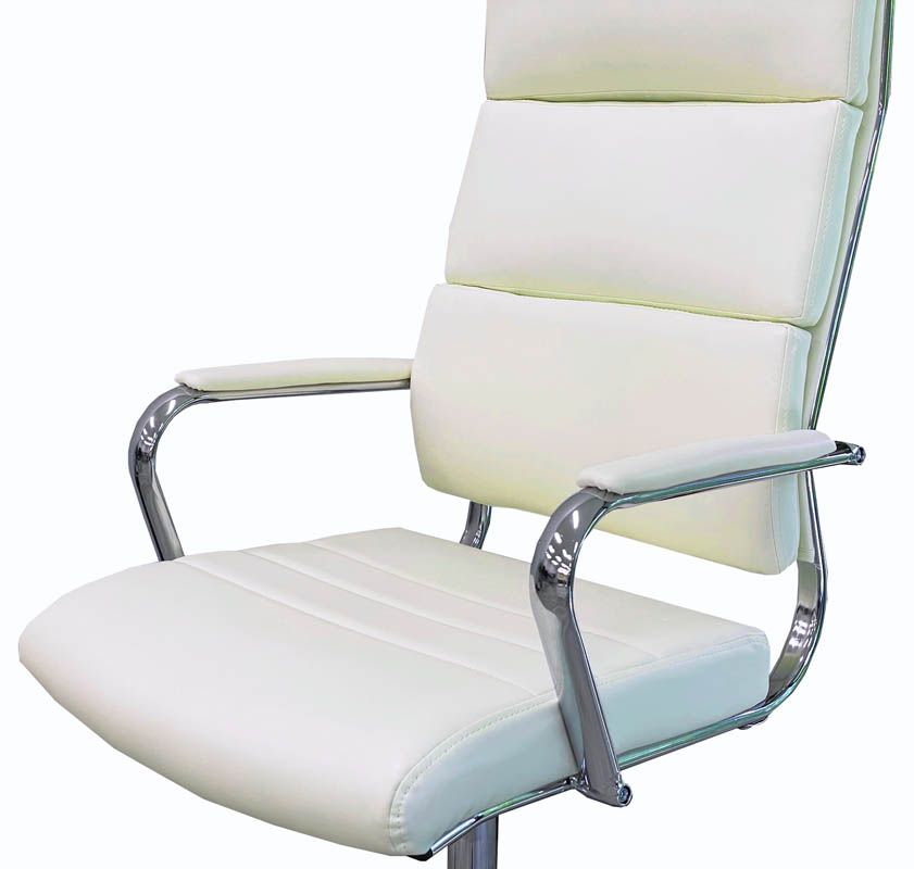 Contemporary Leather High Back Office Chair in Cream