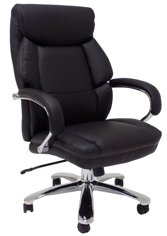 500 Lbs. Capacity Black Leather Extra Wide Office Chair w/ 24"W Seat