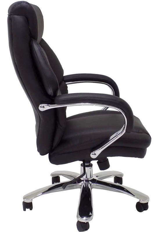 500 Lbs. Capacity Black Leather Extra Wide Office Chair w/ 24"W Seat