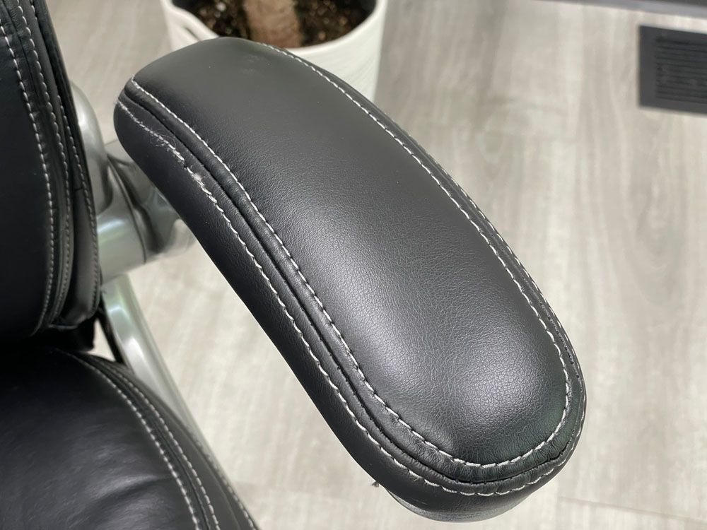 Flip Up Arm Desk Chair with Adjustable Lumbar in Black