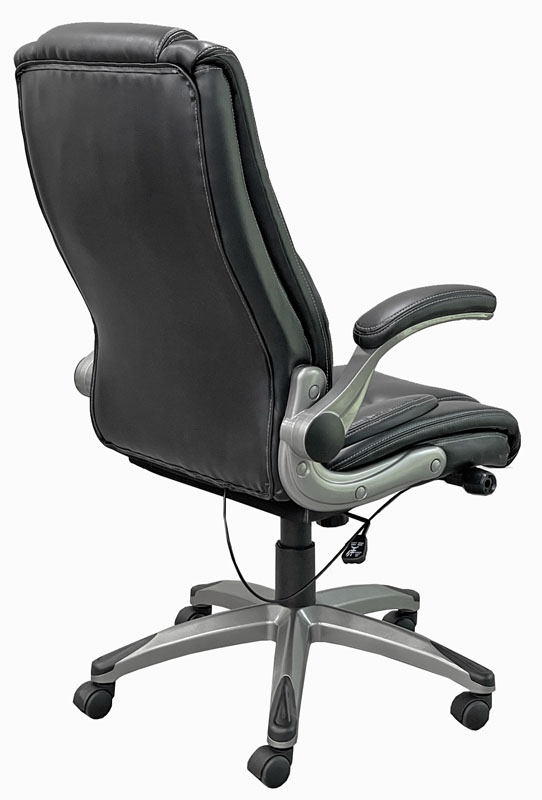 Flip Up Arm Desk Chair with Adjustable Lumbar in Black