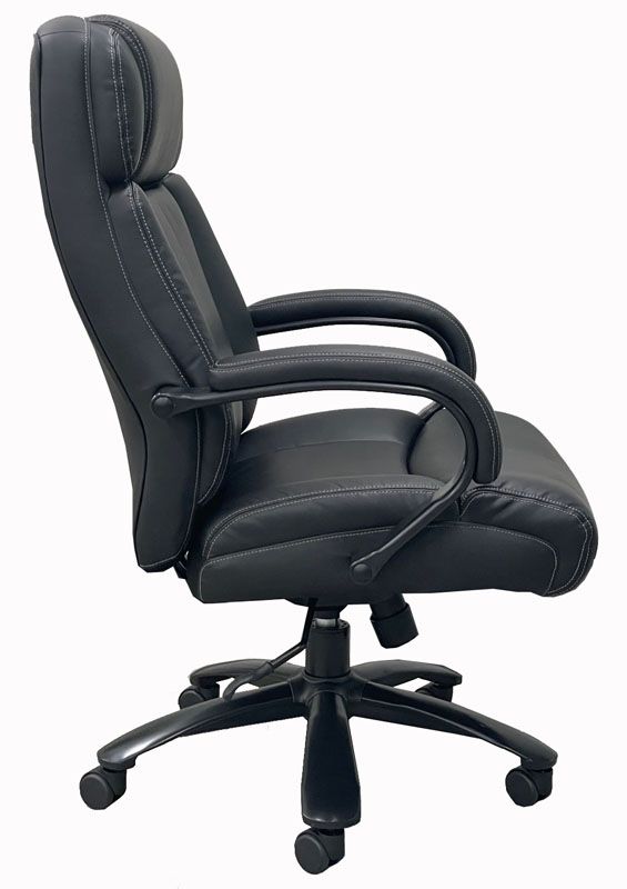 Black Leather Heavy Duty Desk Chair with 500Pound Capacity