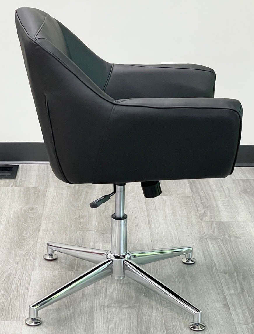 Leather Low Back Mid Century Swivel Guest Chair