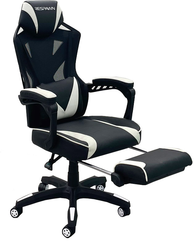 Mesh and Vinyl Reclining Office Chair with Footrest