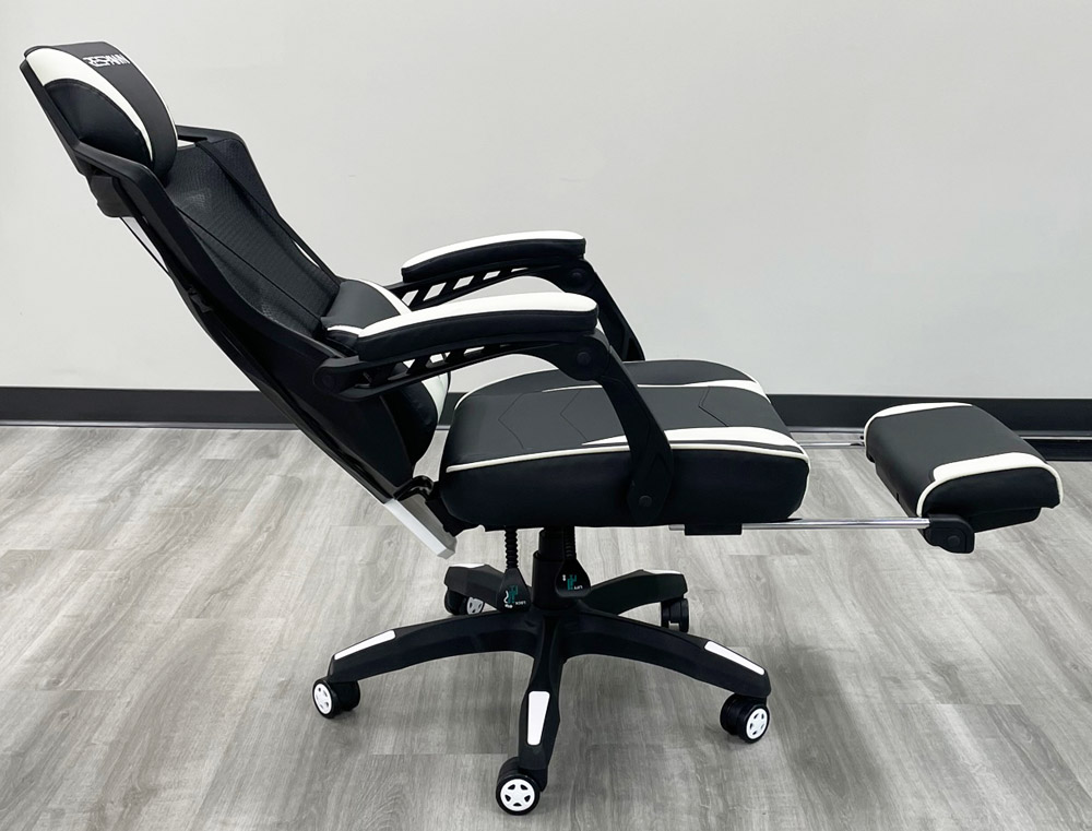 Mesh and Vinyl Reclining Office Chair with Footrest