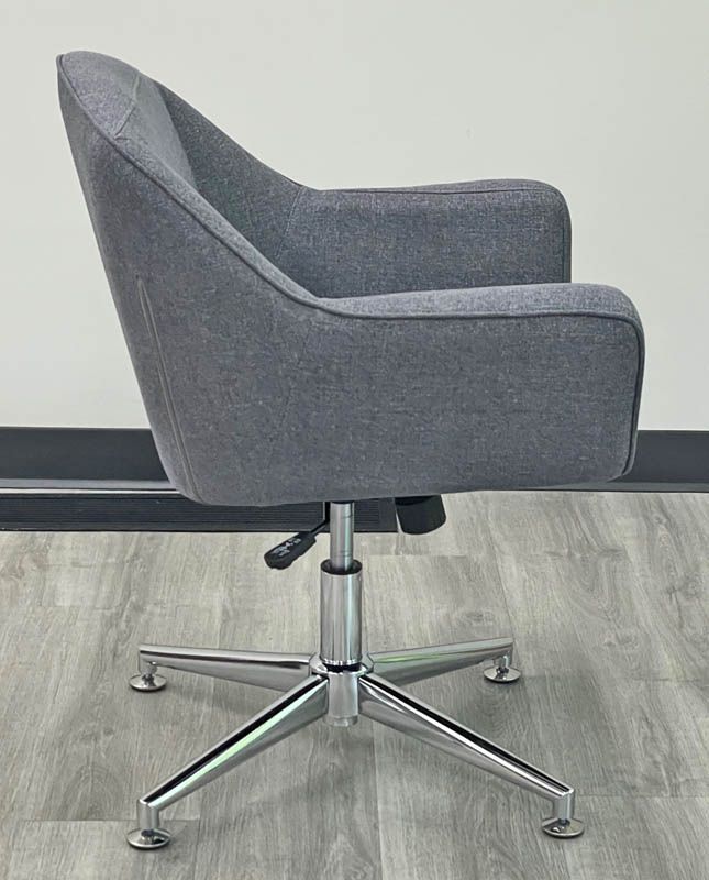 Gray Fabric Mid Century Low Back Swivel Guest Chair
